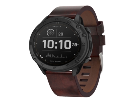 Correa Smartwatch para Garmin Tactix Delta 26mm con Hebilla de Cuero y Acero (Marrón)