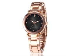Reloj De Pulsera Analógico De Cuarzo Unisex Con Esfera Redonda Negra