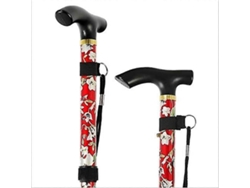 Bastón plegable ajustable de aluminio con estampado floral, ideal para senderismo y acampada. Ayuda de movilidad duradera.