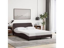 Estructura De Cama Sin Colchón Tela Marrón Oscuro 120x200 Cm