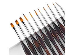 Set De 11 Pinceles Profesionales De Precisión Para Pinturas Acrílicas, Acuarelas Y Modelismo | Pinceles Para Miniaturas, Pinceles De Punta Fina