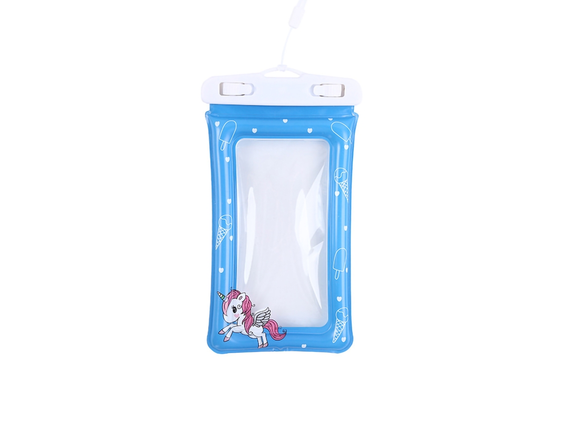 Funda impermeable transparente con pantalla táctil, diseño de caballo azul, para teléfonos móviles.