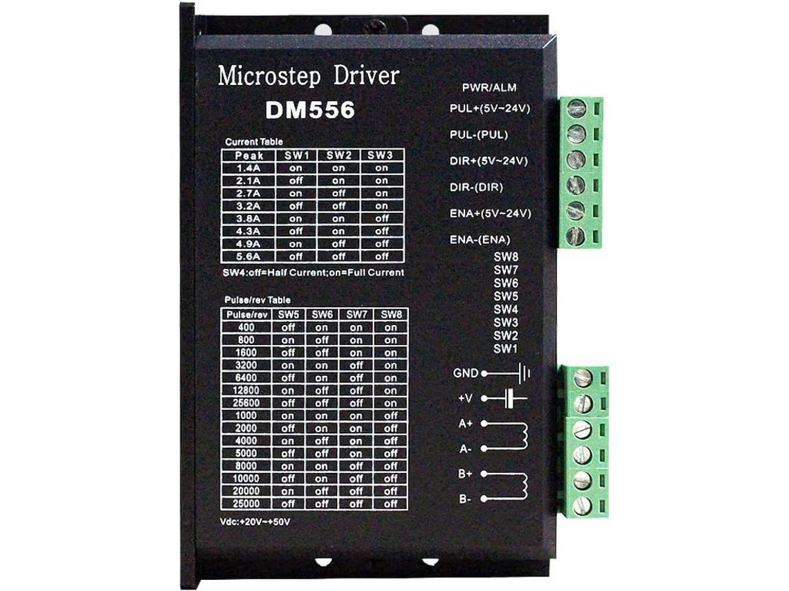 Controlador De Motor Paso A Paso Cnc Dm556 Para Motores Paso A Paso Nema 23/24/34 De 24 V Y 2 Fases, Aluminio, 260 G