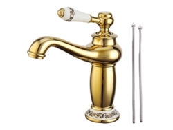 MEOIRUERY Grifo de Cocina Retro con Pico Largo en Cerámica y Latón Antiguo para Baño