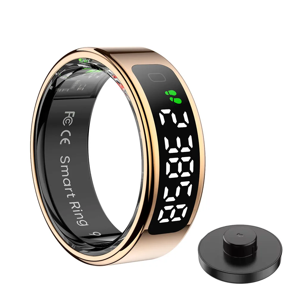 (oro, Talla 13) Anillo Inteligente, Pantalla Táctil, Monitor De Salud, Resistente Al Agua