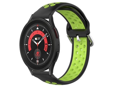 Correa de reloj inteligente para Samsung Galaxy Watch 5 Pro 45 mm 20 mm Correa de reloj deportivo transpirable perforada de silicona (negro + lima)