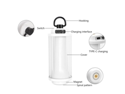 Lâmpada De Camping Portátil Outdoor Lanterna De Tenda Led Recarregável Usb Brilho Alto Ajustável Com Alça Para Pendurar