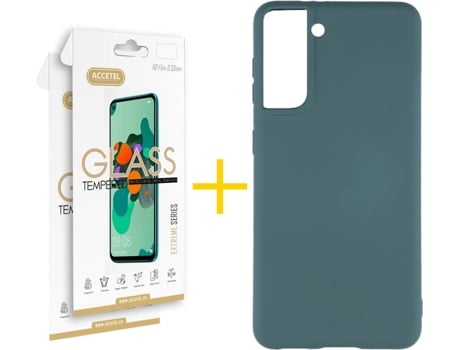 Kit Funda + 2 Protectores de Pantalla Samsung Galaxy S21 + Plus ACCETEL Liso (Verde)