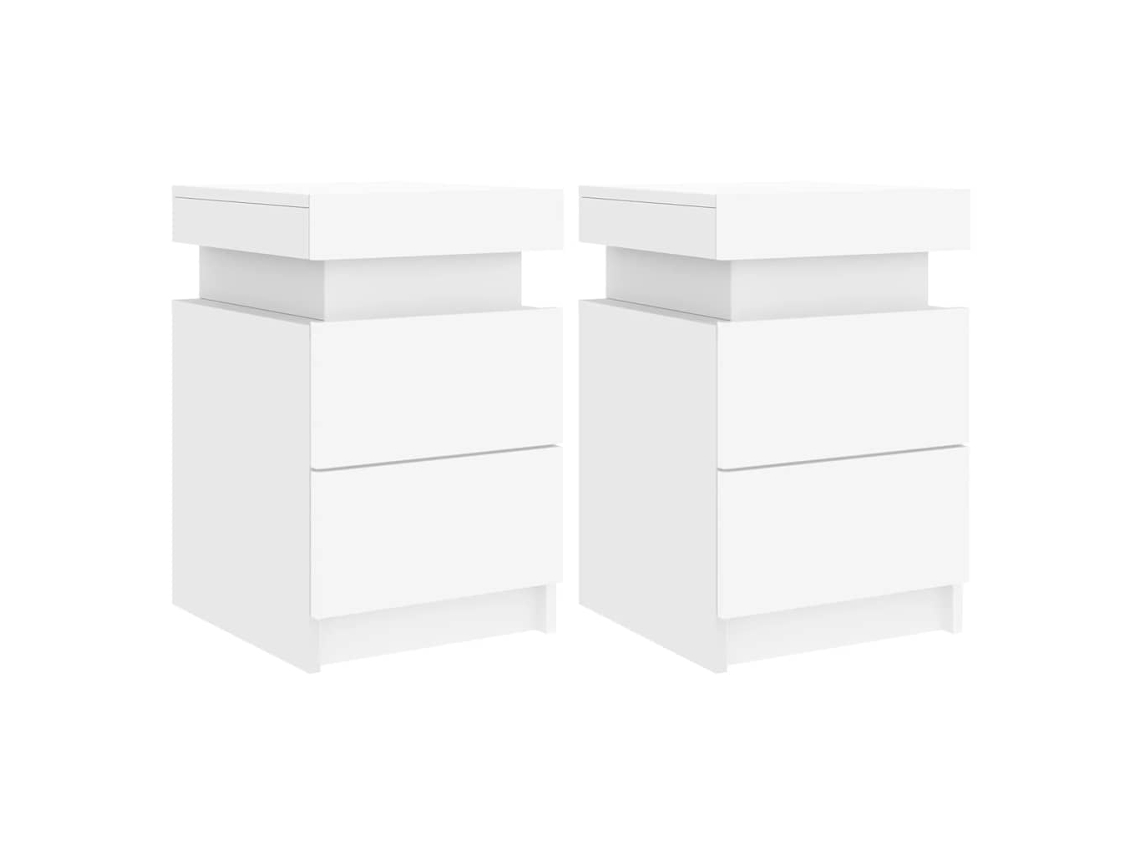 Maison Exclusive - Mesitas De Noche Con Luces Led 2 Unidades Blanco 35x39x55 Cm