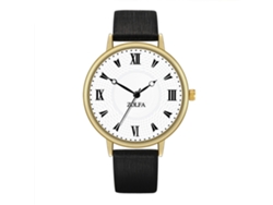 Reloj De Pareja De Cuero Pu Con Movimiento De Cuarzo Y Dial Analógico Negro