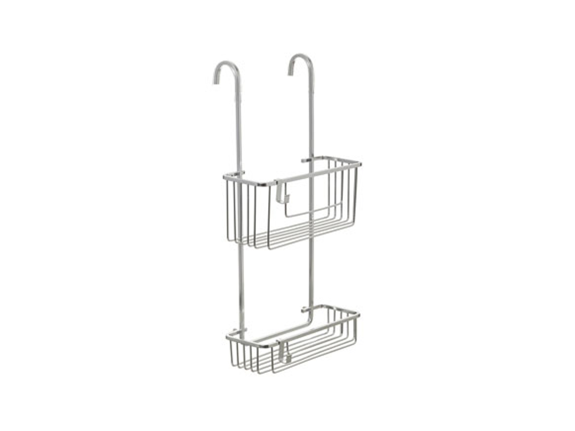 Colgador De Ducha Tatay 2 Alturas Aluminio Sin Taladro Con Drenaje Soporta 8 Kg 28 X 15,5 X 56 Cm