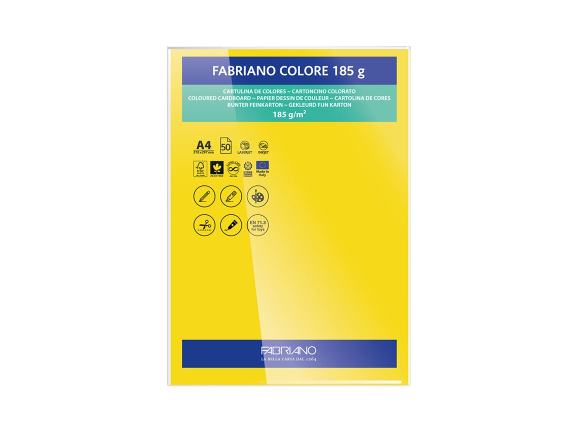FABRIANO Cartulina A4 185 g/m² Amarillo Intenso 50 Hojas