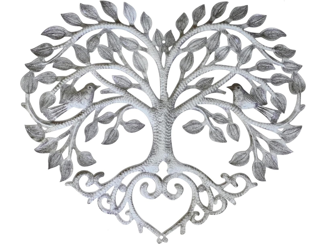 Decoración Pared Hierro Forma Corazón Diseño Árbol Artesanía Delicada Adorno Colgante Jardín Hotel Restaurante