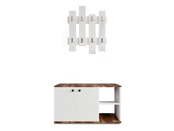 Armario Multiusos Zapatero CATTER HOUSE Kavala Blanco-Marrón 90X32X53 Cm Con 2 Puertas 2 Baldas Ext./Int. Y Perchero