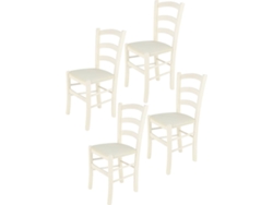 Conjunto de 4 Cadeiras T M C S Venice 322AB-NL023 (Branco - 88x43x44 cm - Madeira)