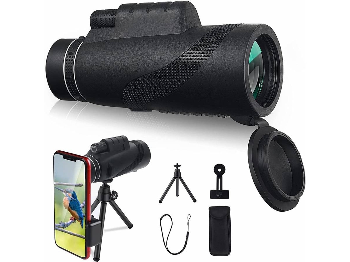 Monocular ENZONS 12X50 Bak4 Prism High Power Adult Kids Birdwatching Telescopio para teléfono celular Monosc impermeable-Negro