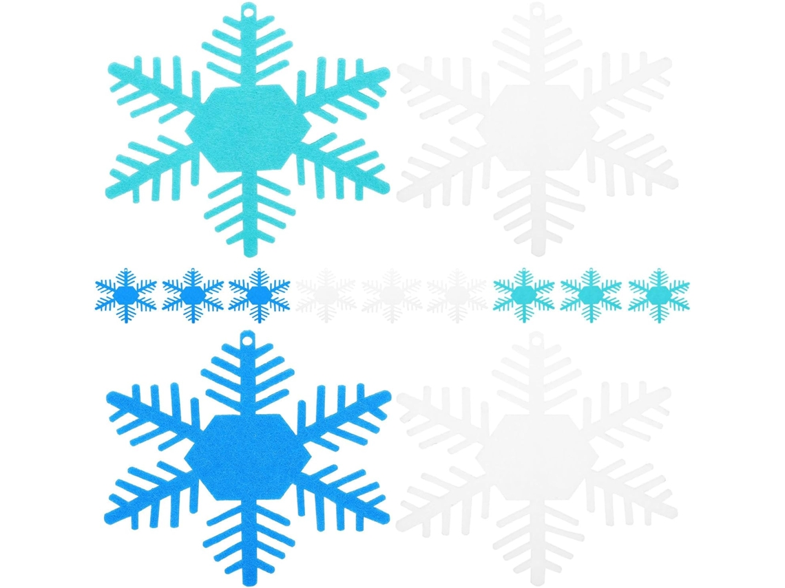Juego de 30 adornos de fieltro con forma de copo de nieve, con agujeros para una fácil colocación, ligeros, ideales para decoraciones navideñas, de nieve y de Año Nuevo - GOKOCO