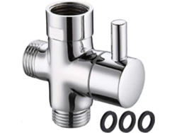 Válvula Desviadora De Brazo De Ducha 3 Vías G1/2" Latón Con Arandela De Goma Para Ducha Fija Y Portátil