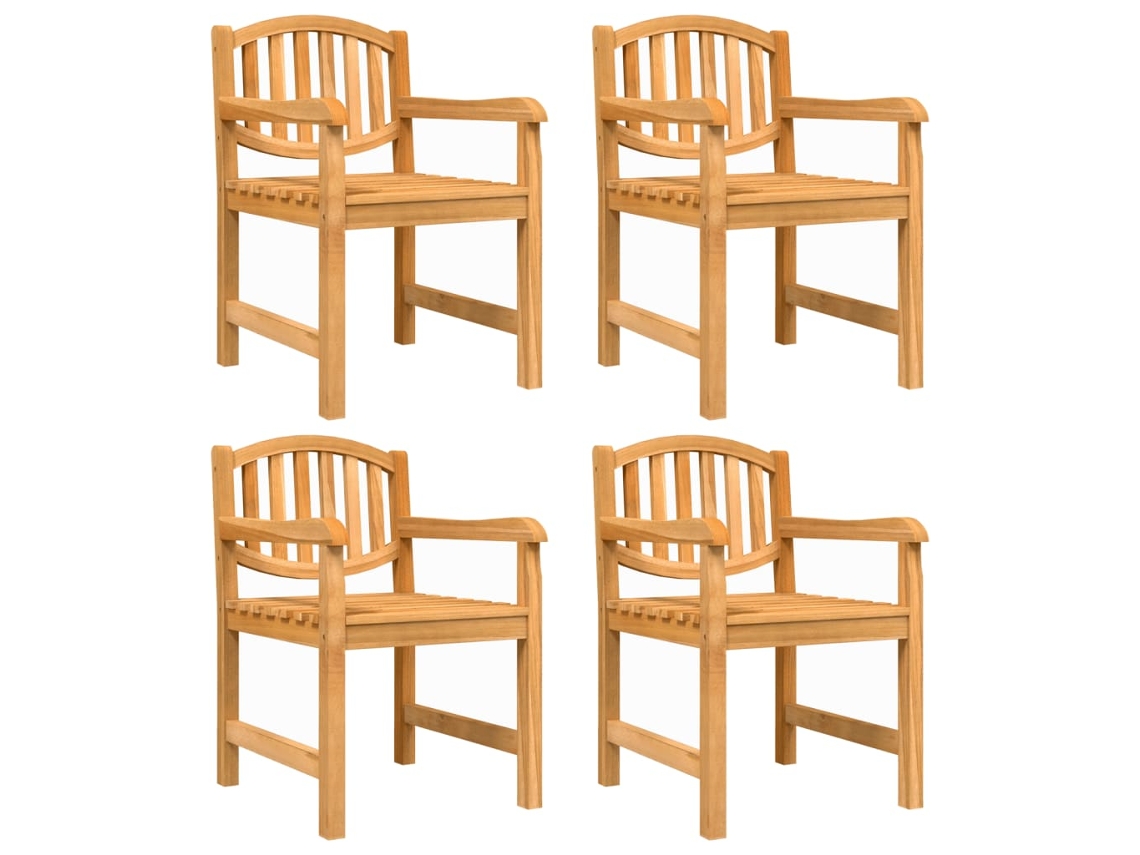 Maison Exclusive - Sillas de jardín, 4 unidades, 58x59x88 cm, madera maciza de teca.
