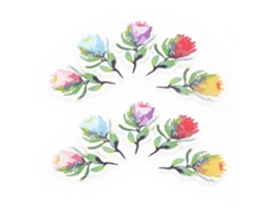 200 botones decorativos de madera con estampado floral variado y 2 agujeros para coser.