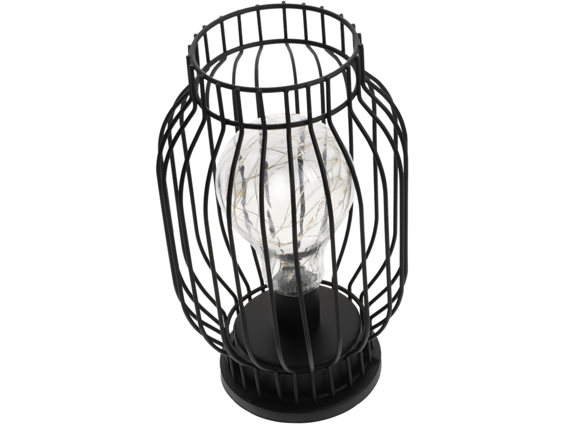 Lámpara De Mesa De Hierro Forjado, Lámpara De Escritorio Estilo Farol, Usb, Negra, Para Decoración De Interiores.