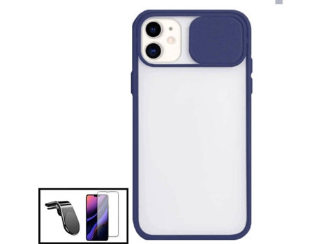 Carcasa + Protector + Soporte L Safe Driving iphone 12 Pro Max PHONECARE Slide Window Anti Choque Frosted Azul Oscuro