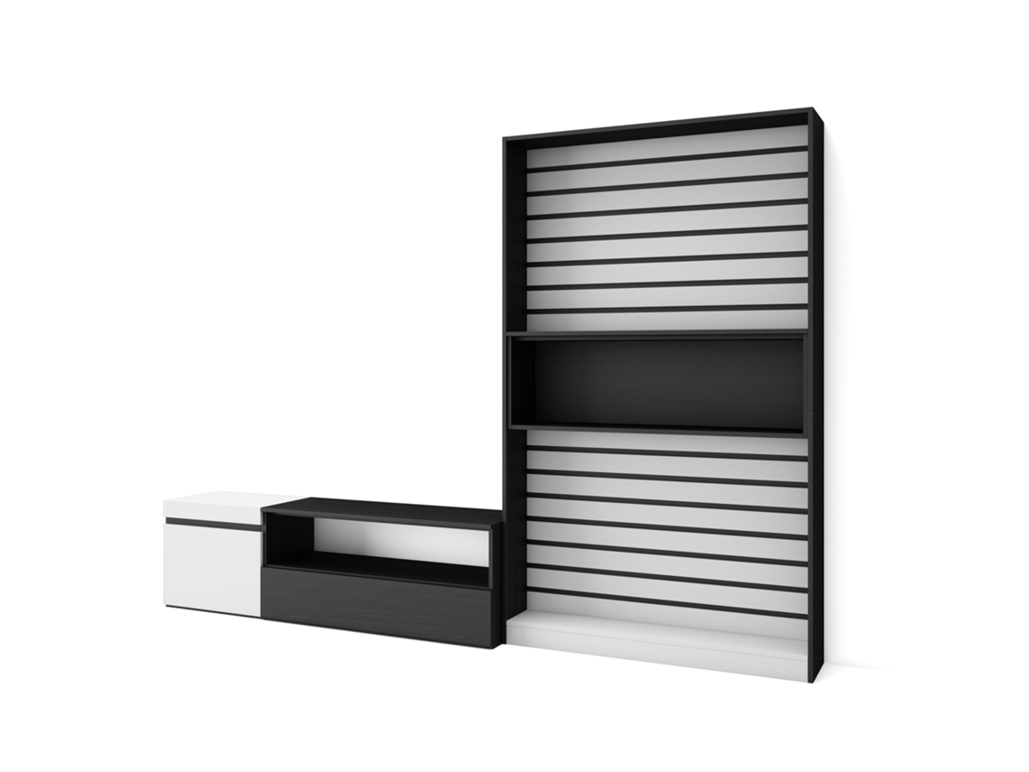 Muebles de Salón para TV 260x186x35cm Para TV hasta 65 Mueble Televisión Blanco y negro