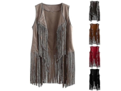Chaleco Vaquera Mujer 1920s Sin Mangas Tassel Retro Casual Fiesta Halloween Am3xlbeige 3xl Beige
