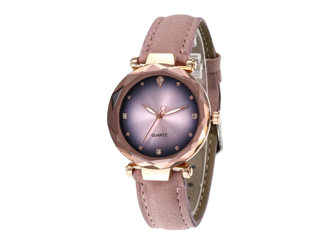 Reloj Deportivo De Cuarzo Con Correa De Cuero Estilo Simple Y Moderno Rosa