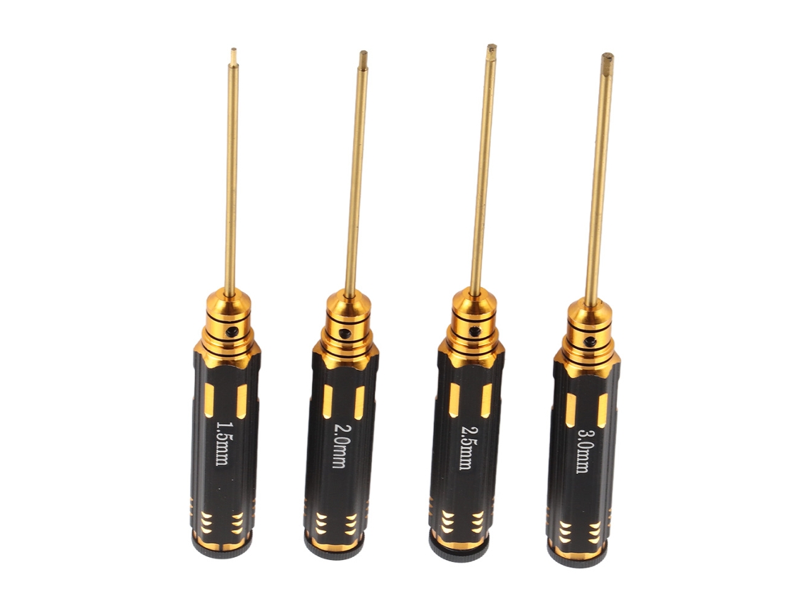 Juego De 4 Destornilladores De Titanio Negro De 1,5 Mm/2,0 Mm/2,5 Mm/3,0 Mm Para Aeromodelos.