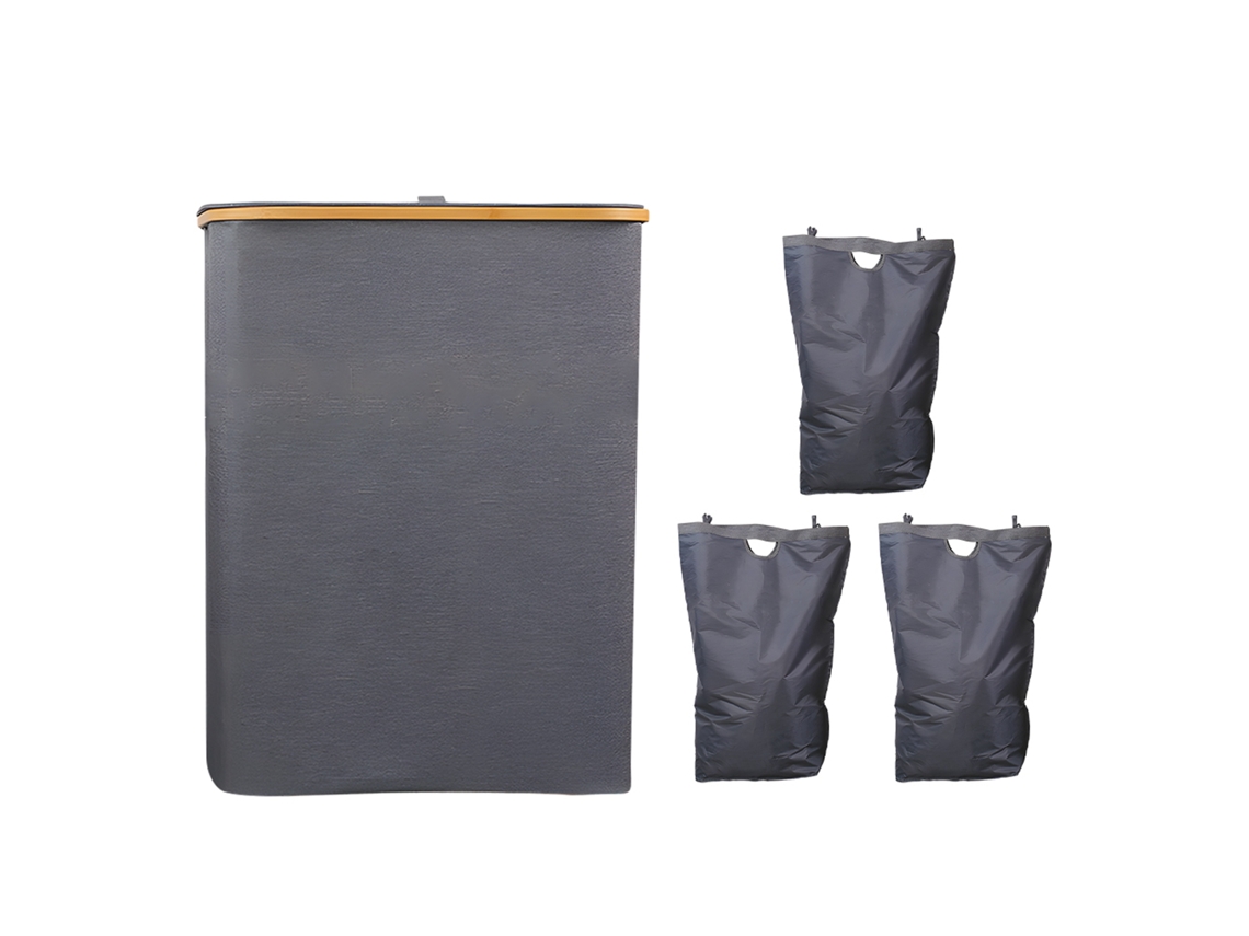 Cesto Para Ropa Sucia De 160 L Con Tapa, Grande, Plegable, Con 3 Separadores, Organizador Para Ropa Sucia Con Asas Y Bolsas Interiores Extraíbles Par