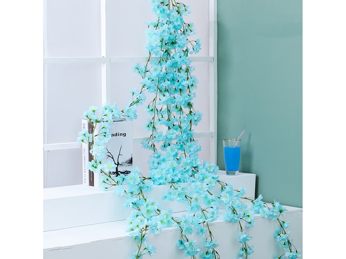 2026-guirnalda De Flores De Cerezo Artificial Sky Blue Para Decoración De Hogar Dormitorio Oficina