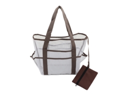 Bolsa De Playa De Malla De Gran Capacidad Con Bolsillos Externos E Impermeable Para Juguetes.