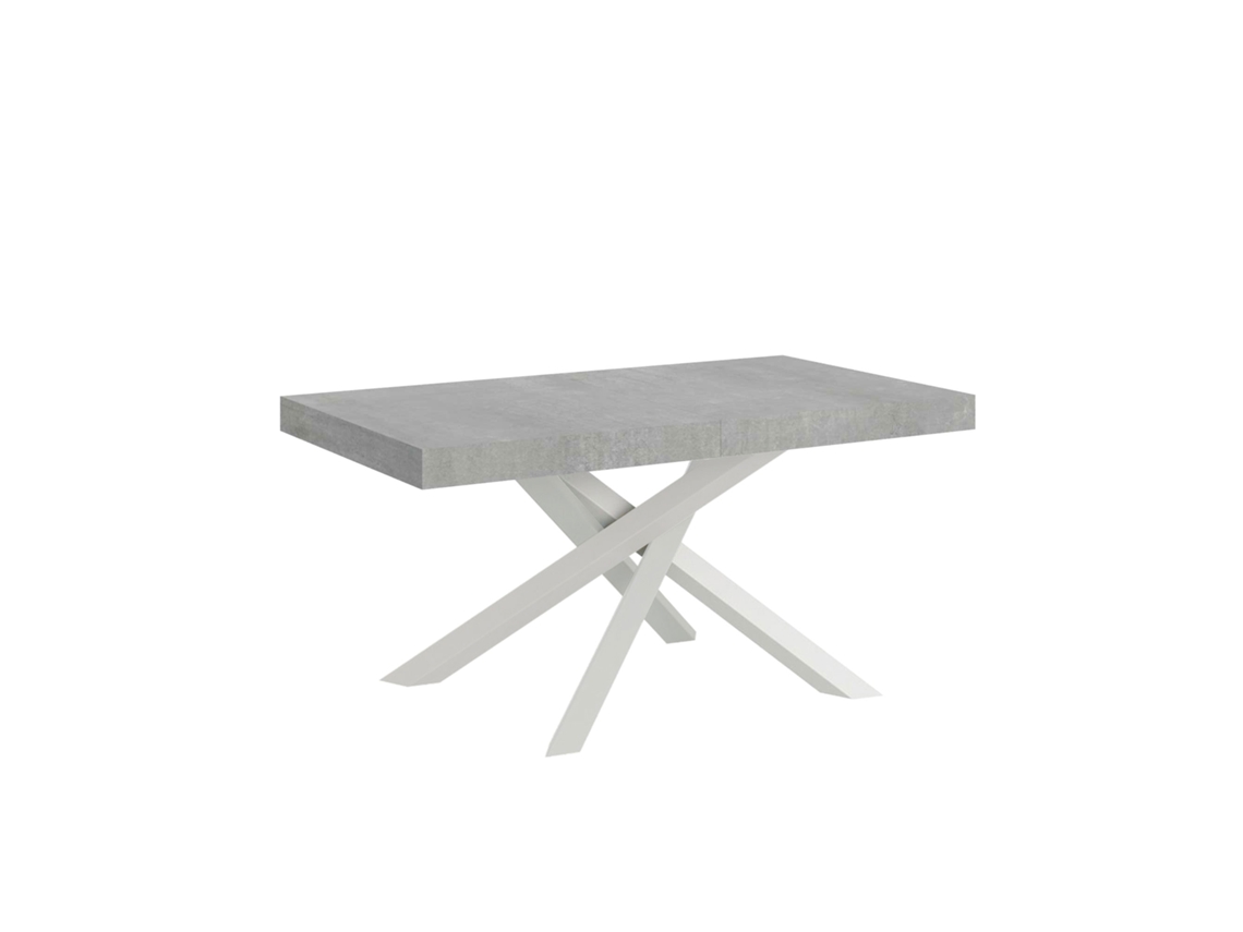 Mesa extensible Volantis 160/264x90 cm, patas de hormigón blanco, Itamoby