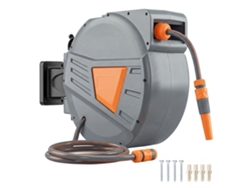 Carrete De Manguera Retráctil De 30+2 M, Boquilla De 2 Modos, Mecanismo De Bloqueo Automático, Soporte Naranja.