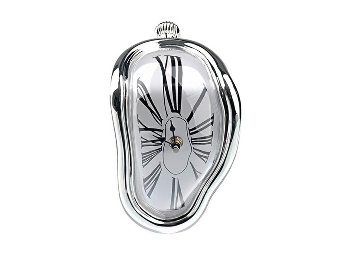 2026-reloj De Pared Melting Clock Reloj De Mesa Surrealista Estilo Moda De Alta Calidad (plata)