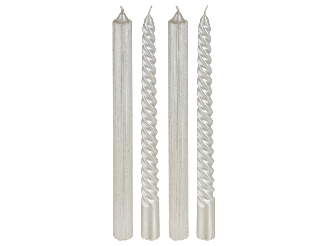 Velas de Navidad FÉÉRIC LIGHTS AND CHRISTMAS glitter 4pcs (Plateado)