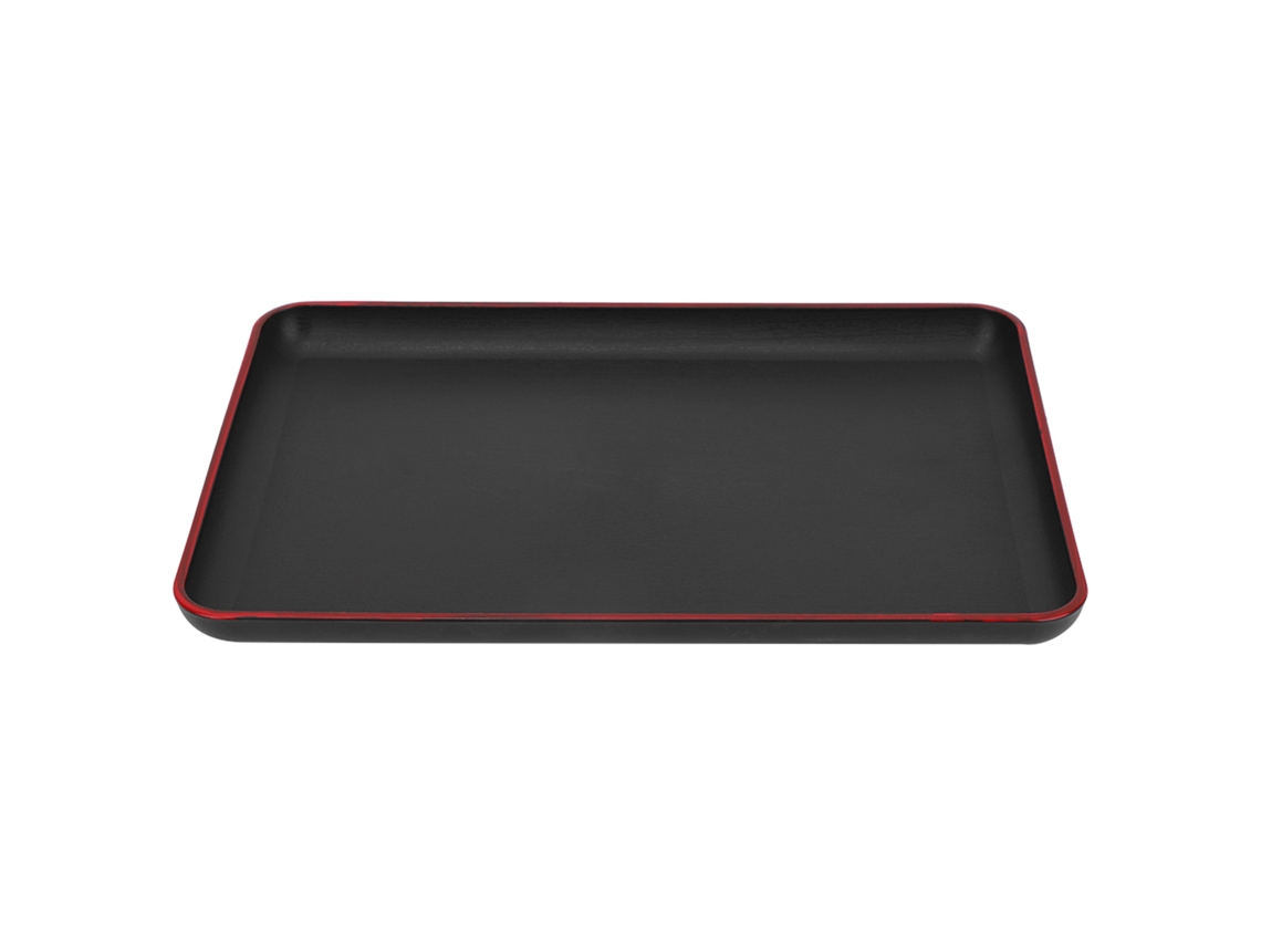 Bandeja redonda de madera estilo japonés, 24 cm, color nogal negro