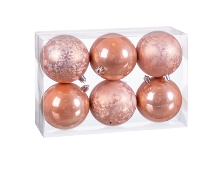 Bolas de Navidad Beige Plástico 8 x 8 x 8 cm (6 Unidades)