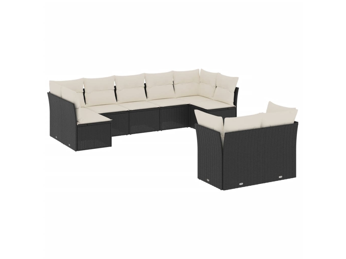 Maison Exclusive - Set De Sofás De Jardín 8 Piezas Y Cojines Ratán Sintético Negro
