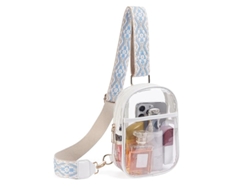 Bolso transparente de PVC para llevar en el pecho, al hombro o cruzado. Blanco, 20 x 14 x 5 cm. YUNZII
