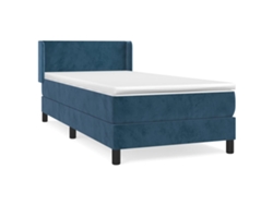 Maison Exclusive - Cama Box Spring Con Colchón Terciopelo Azul Oscuro 90x200 Cm