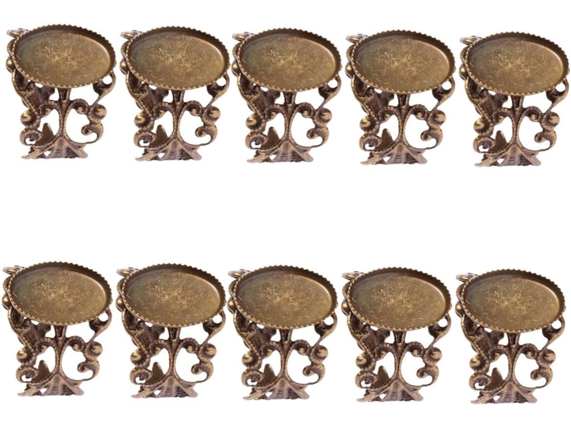 10 Bandejas Anillos Cobre Forma Retro Tamaño Pequeño Estable Guardar Joyas Dormitorio Flor Baño