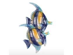 Decoración De Pared Con Peces Tropicales En Hierro, 25x39 Cm, Para Salón, Con Clavos Incluidos.