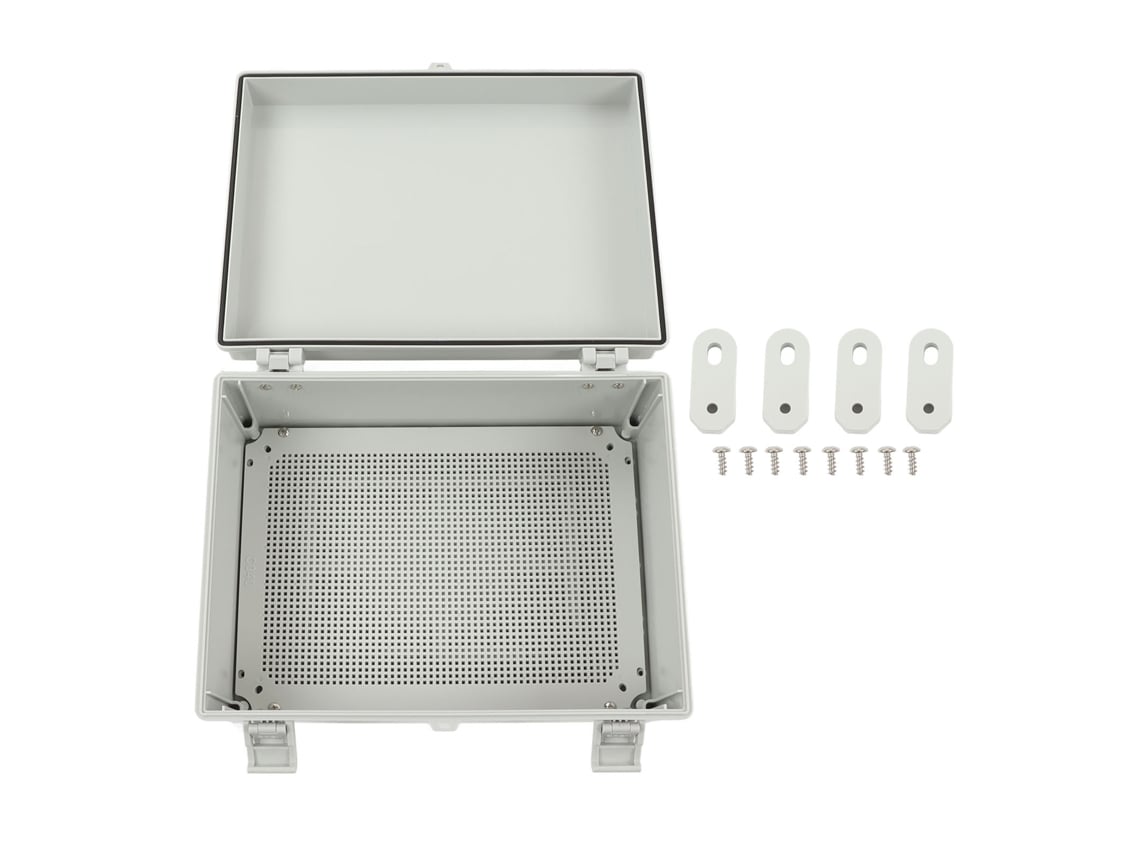 Veloriskku-Box, resistente al agua, para exteriores, IP67, ABS gris, 15,7 x 11,8 x 6,7 pulgadas, con tapa abatible para jardín.