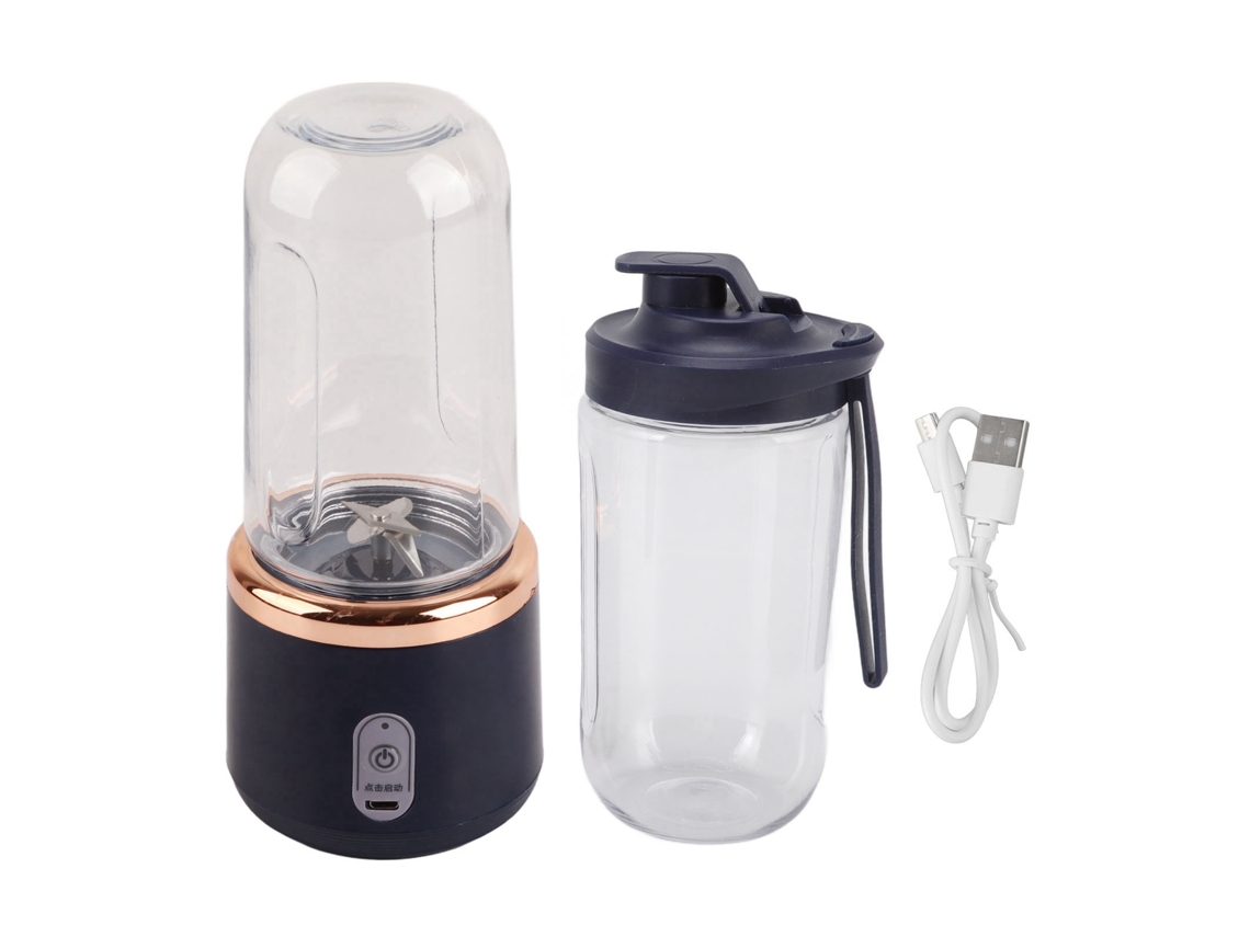 Licuadora portátil inalámbrica de 300 ml para batidos y jugos con 6 cuchillas, carga USB con botella y tapa