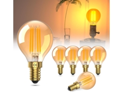 Lâmpada Led E14, 4w, Branco Quente 2200k, Vidro Âmbar, Equivalente A Lâmpada De Filamento De 40w (g45), Ac 220-240v, Pacote Com 6