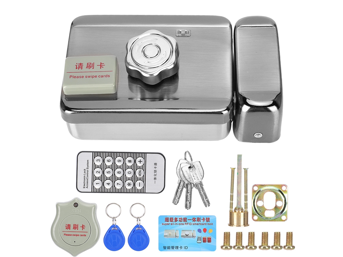 Sistema de control de acceso con cerradura eléctrica de acero inoxidable con tarjeta de identificación y control remoto Jeiibrzui
