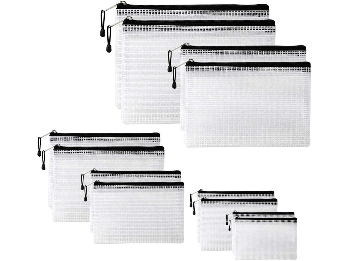12 Estuches Transparentes E Impermeables De Pvc Con Cremallera, En 6 Tamaños Diferentes, Para Documentos, Material Escolar O Viajes.