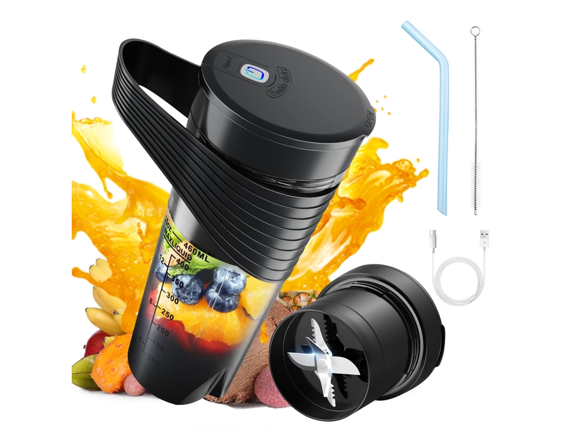 Vaso Batidora Portátil Para Batidos Batidos Recargable Usb 460ml Negro Gertiz